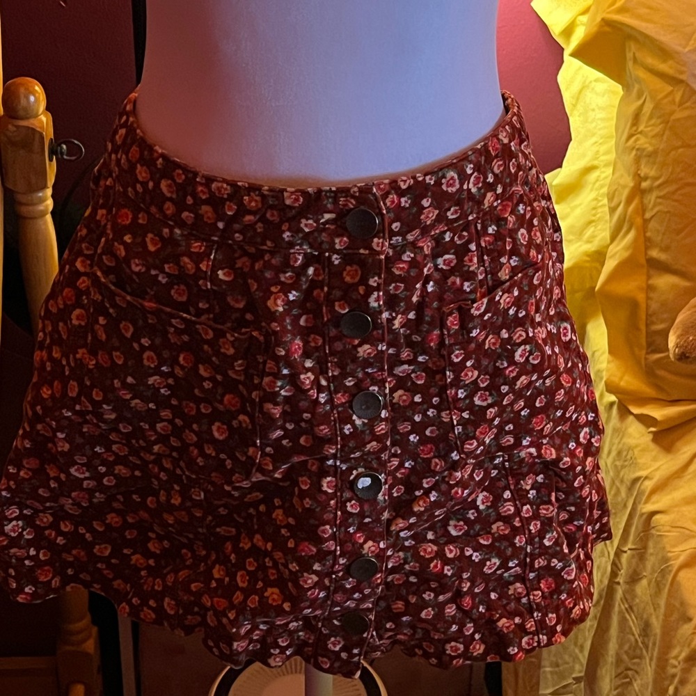 Forever 21 Floral Corduroy Skirt